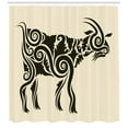thumbnail image 3 of Ambesonne Goat Shower Curtain, Tribal Waves Curves Tattoo, 69"Wx84"L, Beige and Black, 3 of 3