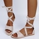 thumbnail image 5 of Zapatos romanos de punta abierta estilo hada de verano, zapatos casuales playeros, sandalias con cordones para mujer, 5 of 5