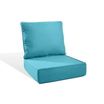 PARKWELL Outdoor Deep Seat Cushion Set, 22 x 24, Water Repellent, Fade Resistant, 6-Inch Thicken Deep Seat Bottom and Back Cushion for Chair, Sofa, and Couch, Turquoise