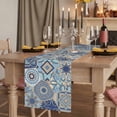 thumbnail image 3 of Boho Geometric Cotton Linen Table Runner for Dining Kitchen, Country Tribe Abstract Ethnic Aesthetic Wedding Outdoor Party Tablerunners, Dresser Scarf Coffee Tablecloth Runners 13x108 Inches, 3 of 9