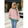 thumbnail image 2 of IDOPIP Oversized Sweatshirt for Women 2024 Fall Crewneck Long Sleeve Color Block Striped Pullover Top, 2 of 6