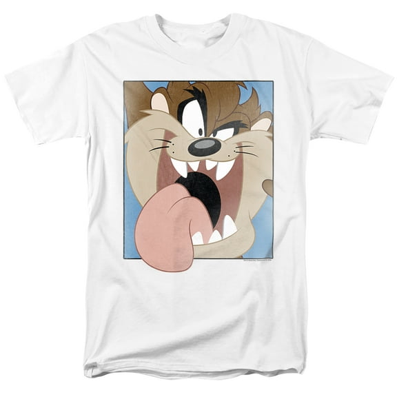 Looney Tunes Taz Closeup Unisex Adult T Shirt (2X-Large) White