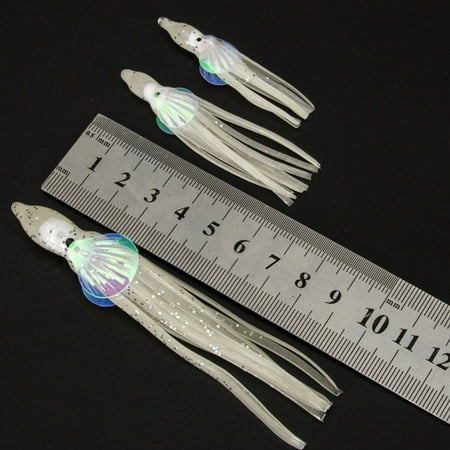 5/6/10Cm Luminous Octopus Squid Skirts Lure Saltwater Fish Soft Lures Jig Tackle White 10Cm