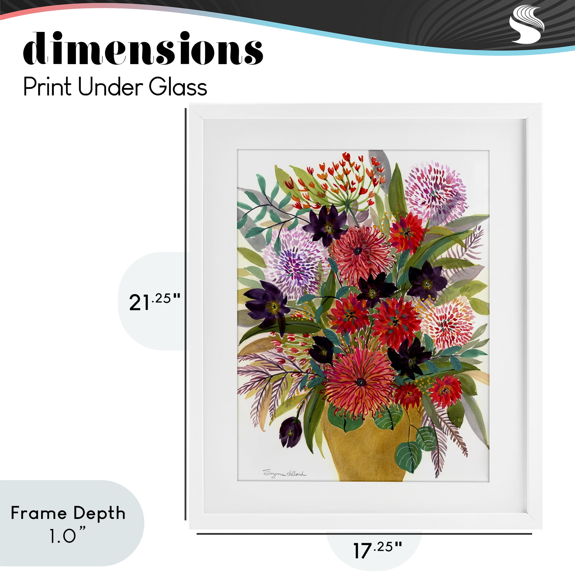 Stupell Industries Celebration Flower Bouquet White Framed Print Under Glass, design by Suzanne Allard