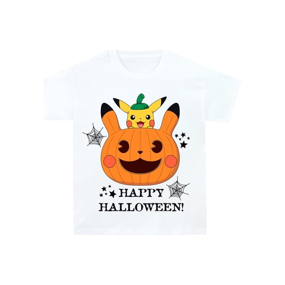 Pokemon Kids Pikachu Halloween T-Shirt White Sizes 6-14
