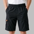 thumbnail image 2 of Rggeeun Child Boys Shorts Solid Color Cargo Elastic Waist With Flap Pockets Loose Fit Knee Length For Summer Outdoor Picnics Cozy Bottoms,Black,5-6 Years, 2 of 8