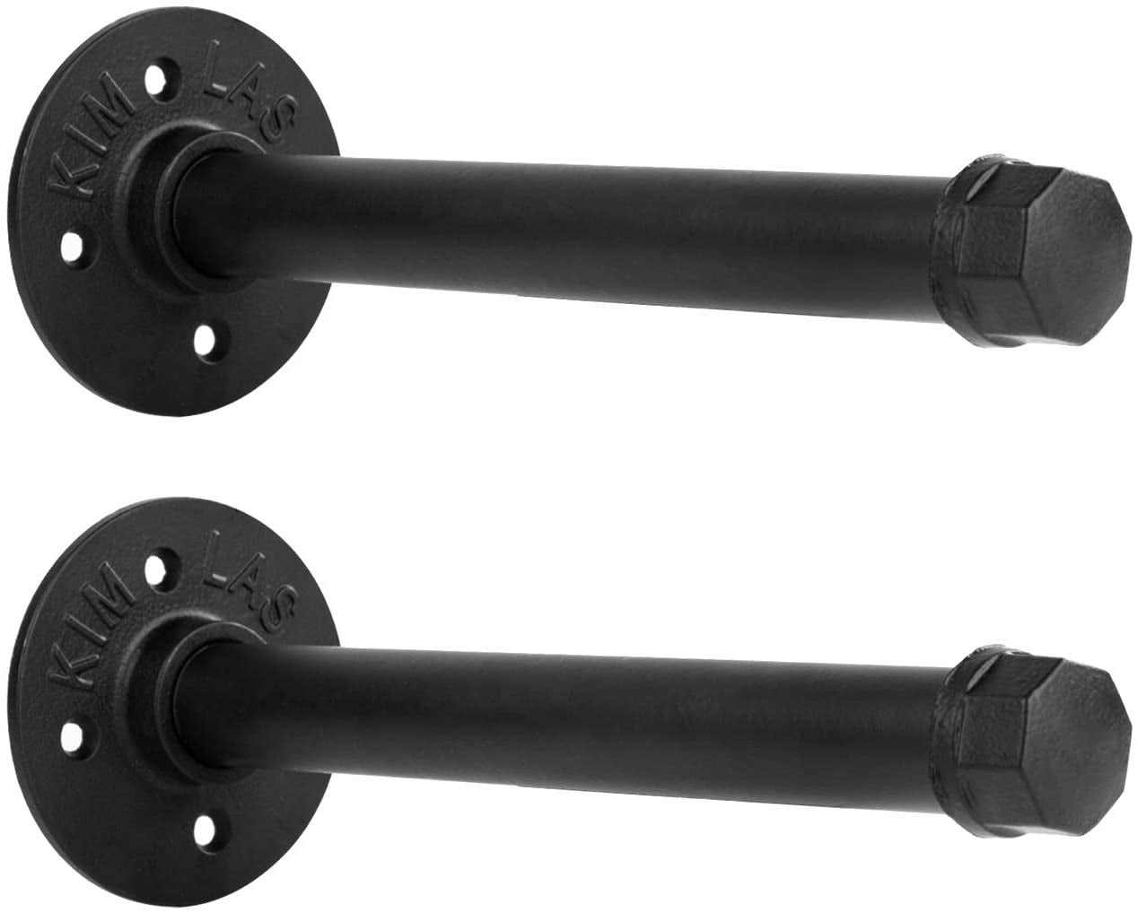 12 Inch Industrial Pipe Shelf Brackets Set of 2 Black Iron Rustic