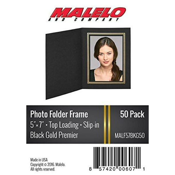 Black/Gold Cardboard Photo Folder Frame 5x7 Pack of 50