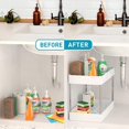 thumbnail image 3 of Under Sink Organizer, 2 Tier Kitchen Storage Rack, Bathroom Shelf Organizer, Multifunctional Storage Rack with Hook, White… white -, 3 of 5