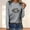 Gray, variant on Runfenguu Western Graphic Tees For Women Womens Graphic Tees Women'S Casual Fashion Long-Sleeve Crewneck Pullover Round-Neck Printing T-Shirt