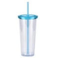 thumbnail image 2 of EclipseJewels 24oz (710ml) Clear Plastic Straw Cup with Lid, Creative Transparent Cold Drink Tumbler for Smoothies, Iced Coffee & Bubble Tea, BPA-Free,Light Blue, 2 of 8