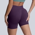 thumbnail image 2 of Women's Seamless Solid Color Running Shorts – 3-Inch Inseam Hip-Enhancing Yoga Shorts for Fitness, HIIT & Cross-Training,Dark Purple XL, 2 of 5