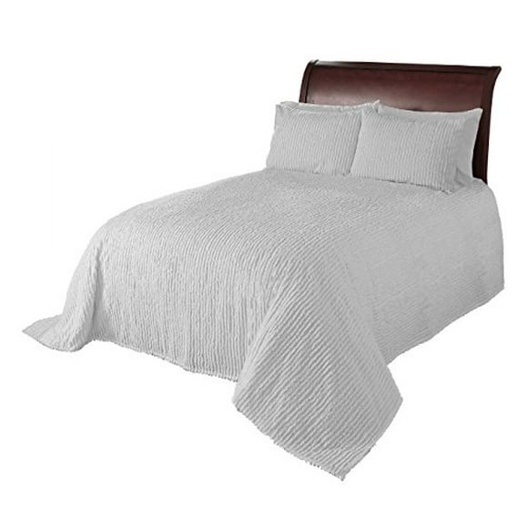 Beatrice Home Fashions Channel Chenille Bedspread, Twin, White