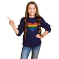 thumbnail image 5 of Cyndeelee Girls Long Sleeve Knit Pullover Casual Sweater Crewneck Warm Sweater Shirt (Navy Multi Stripe Heart, 3T), 5 of 5