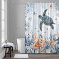 thumbnail image 5 of Oceans Bathroom Shower Curtain, Coastal Orange Blue Sea Turtles Starfish Coral Gradient Waterproof Washable Soft Bath Curtain for Bathtub Decor with 12 Hooks&Grommet, 48x72 Inch, 5 of 9