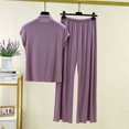 thumbnail image 2 of FRSASU Womens Pajamas Sets 2 Piece Lounge Set Mock Neck Short Sleeve Tops Long Pants Comfy Soft Pjs Loungewear with Pockets Purple-A, 2 of 9