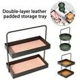 thumbnail image 4 of Two Tier Leather Pad Rectangle//Square Metal Storage Tray for Sundries Cosmetics Jewelry Dessert Tea Storage Toy Tissue, 4 of 6