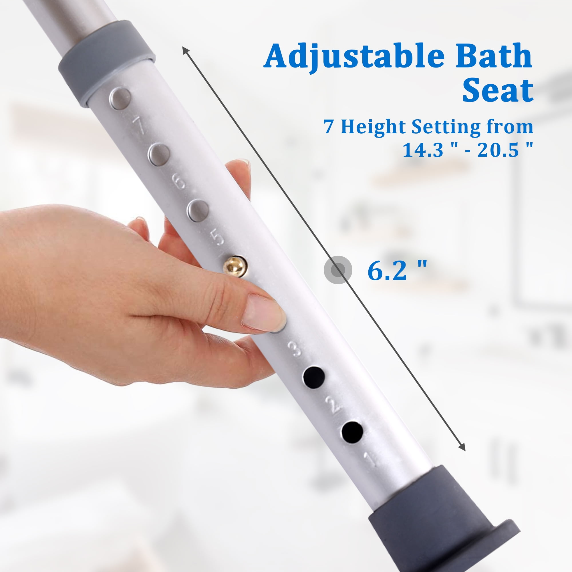 YYAo Shower Stool, Shower Chair Bench with Adjustable Heights and Non-Slip Rubber for Safety and Stability, White YYAo Shower Stool, Shower Chair Bench with Adjustable Heights and Non-Slip Rubber for Safety and Stability, White