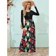 thumbnail image 5 of Chiclily Women's Long Sleeve Loose Plain Maxi Dresses Casual Long Dresses with Pockets, Multicolored L, 5 of 6