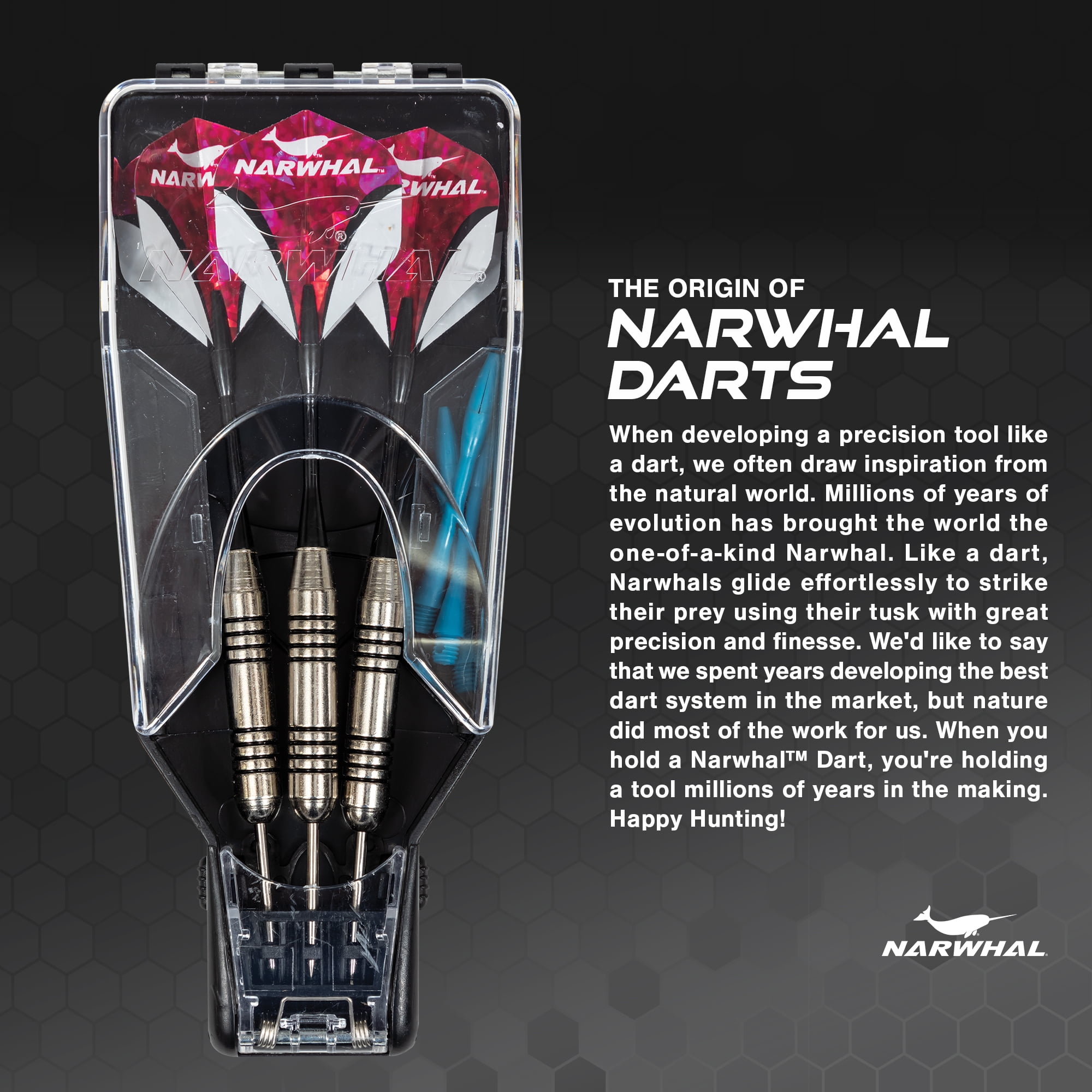 (3 pack) Narwhal Tournament Steel Tip Dart Set for Bristle Dartboards, 22g, 7 in. - 3 Pack with Carry Case