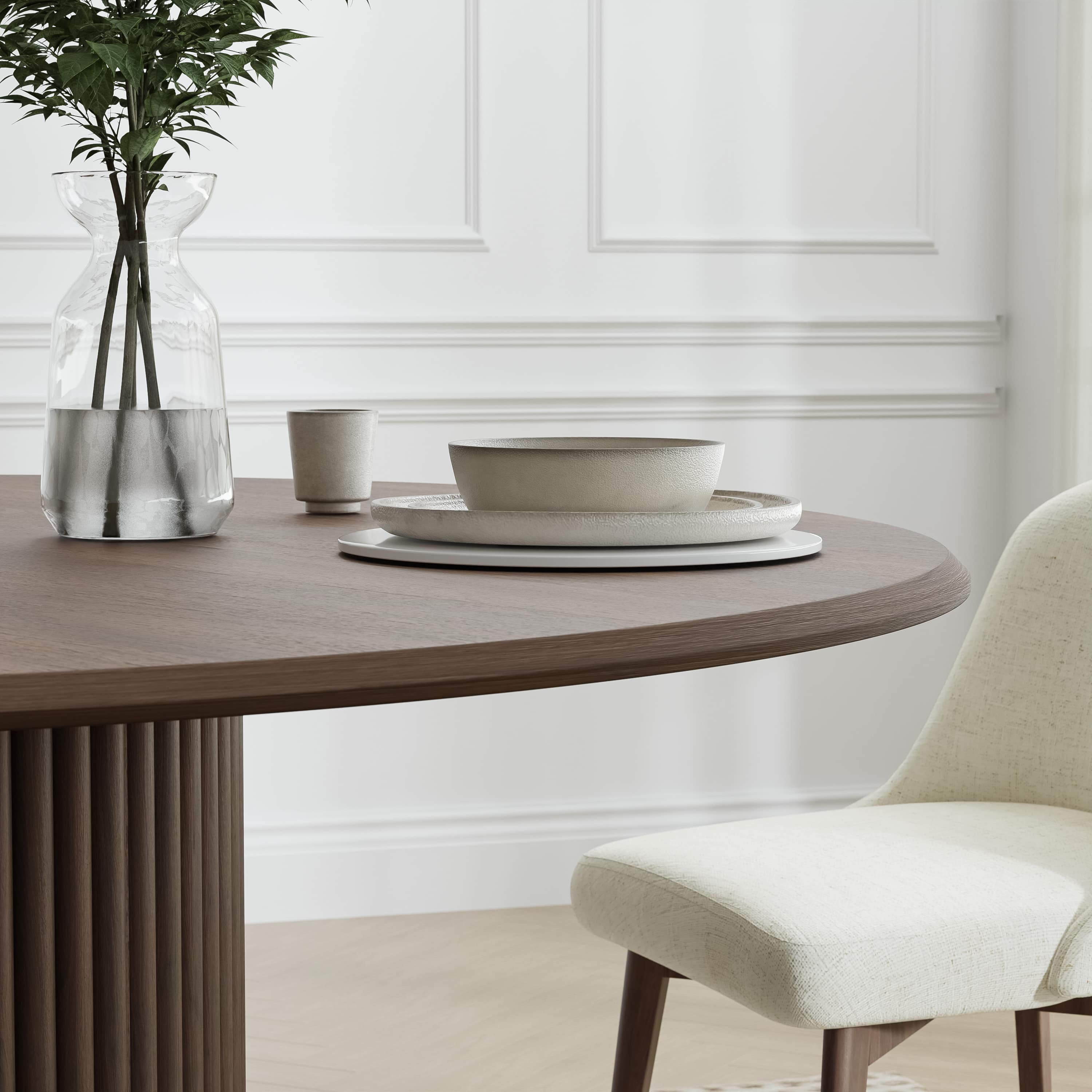 60 in. Soild Wood Walnut Dining Table Round Kitchen Table