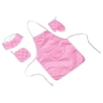 thumbnail image 4 of 1Set Child Chef Apron And Glove Hat Pink Polyester Waterproof Oil Resistant Easy to Clean for Girls, 4 of 8