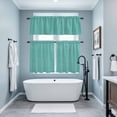 thumbnail image 3 of Vintage Teal Green Kitchen Curtains Sets for Windows 36 Inch Length, Farmhouse Retro Solid Color Linen Texture Rod Pocket Window Treatments Tier Curtains and Valances Set for Bedroom/Bathroom, 3 of 8