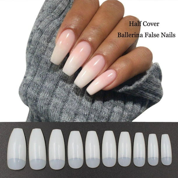 500pcs Coffin Nails Half Cover Ballerina Nail Tips False Artificial Acrylic Nails Half Natural Half Natural Walmart Com Walmart Com