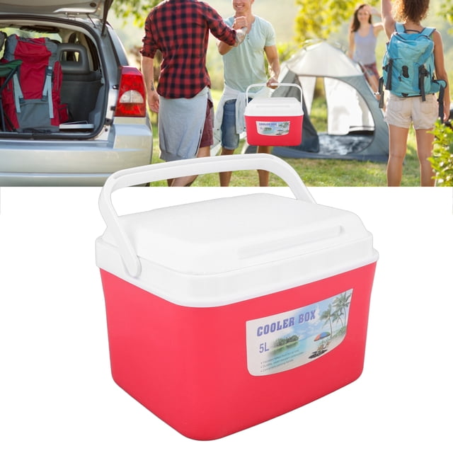 Boîte de Refroidissement Plus Chaude Réchauffeur Refroidisseur Température Constante Longue Durée Boîte de Réfrigérateur Portable avec Poignée pour Aliments Médicaments Voiture Camping 5 L Rouge