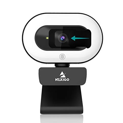 NexiGo StreamCam N930E avec Logiciel, Caméra Web 1080P avec Anneau Lumineux et Couvercle de Confidentialité, Mise au Point Automatique, Brancher et Utiliser, Caméra Web pour l'Apprentissage en Ligne, Zoom