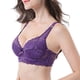thumbnail image 4 of Gibobby Lenceria para mujer sexy Sujetador de encaje sexy para mujer, correas ajustables, copa de pecho, ropa interior(Morado 95D), 4 of 5