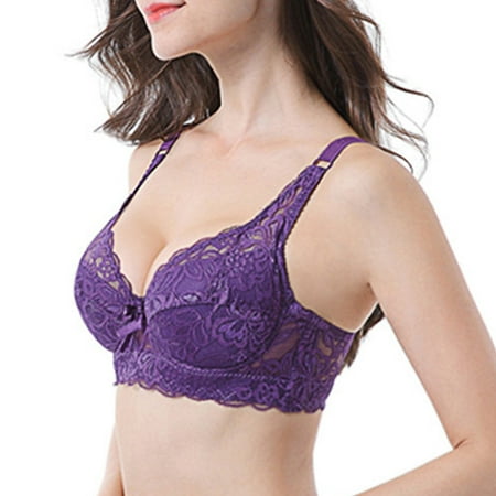 TOWED22 Bra for Women Women s Lace Padded Bralette Plunge Wireless Longline Bra for A to D Cups Purple