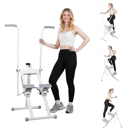 SHUO Y - Vertical Climber Exercise Machine, 4-Level Adjustable Stair Stepper with LCD Monitor, Full-Body Workout for Home Gym, 265 lbs Capacity
