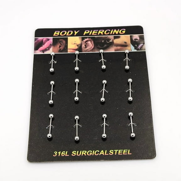 3Board Tarnish Resistant 316L Surgical Stainless Steel Tongue Rings Straight Barbell Lip Piercing Jewelry Stainless Steel Color 21x4mm Bar Length: 3/8"(9.2mm) Pin: 18 Gauge(1mm) about 12pcs/board