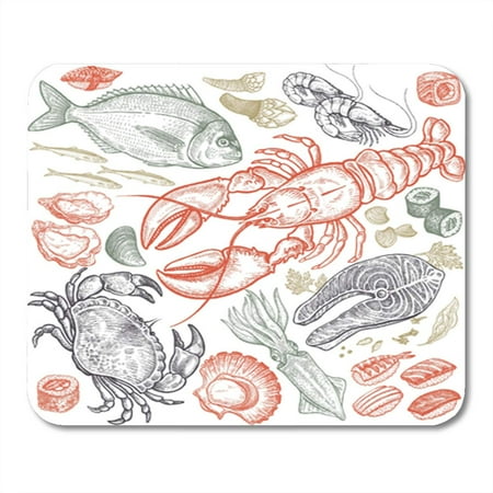 Shrimp Sushi - KDAGR Seafood Fish Shrimp Crab Lobster Octopus Mollusks Sushi Color Mousepad Mouse Pad Mouse Mat 9x10 inch