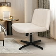 thumbnail image 6 of Celtoss Criss Cross Home Office Chair, Armless Swivel Task Computer Chair, in Fabric, Vanity Style, Beige, 6 of 9