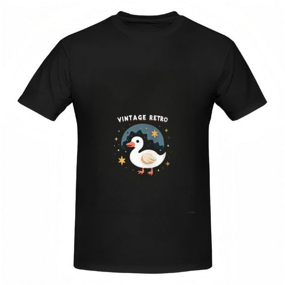 Vintage Retro Cartoon Duck T-Shirt for Women - Short Sleeve Cotton Tee with Stars Design