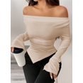 thumbnail image 6 of Women'S Long Sleeve Draped Neck Shirts Slim Fit Going Out Y2k Tops Blouses Fall Outfits Fashion Clothes Color XL, 6 of 9