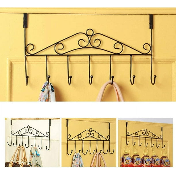 Clearance Kitchen door hanging rail door wardrobe vintage wardrobe hook rail 7 hooks for bags clothes coats towels removable coat hooks without drilling Walmart