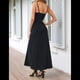 thumbnail image 5 of Vestido de Verano para Mujer, con Estampado Floral, Tirantes Finos, Informal, Bohemio, con Abertura para Playa, y Fluido. Negro S, 5 of 6