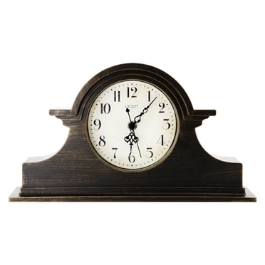 OCEST Vintage Mantel Clock, 13x7inch Battery Operated Wooden Mantel Clock, Silent Desk Shelf Vintage Clock for Living Room,Home Decor Gift, Elegant Wooden Frame