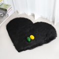 thumbnail image 1 of Heart Shaped Area Rug, 20x16 Inch, Black, Fluffy Faux Fur, Machine Washable, 1.3'x1.6', 1 of 5