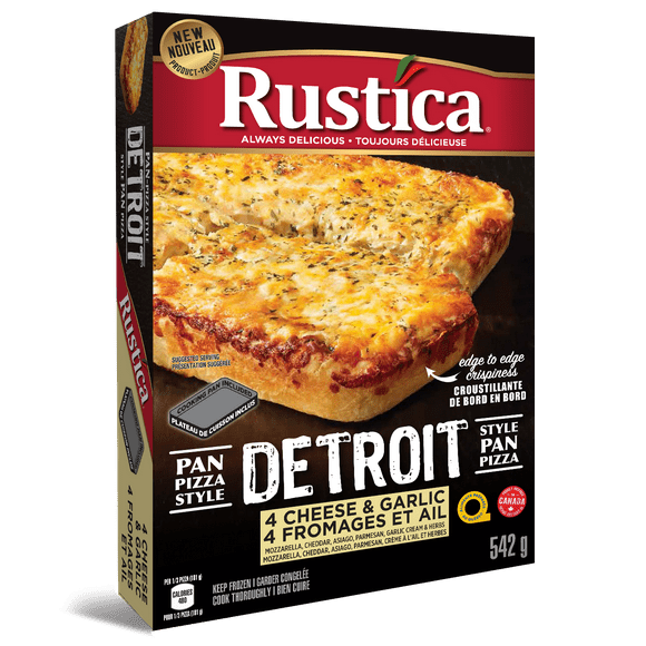 Rustica Detroit Style Pan Pizza 4 Cheese & Garlic, Rustica Detroit Style Pan Pizza 4 Cheese & Garlic