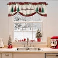 thumbnail image 2 of Merry Christmas Tree Tie Up Valances Curtain, Red Plaid Xmas Garland Vintage Linen Adjustable Rod Pocket Short Window Treatment Tie Up Curtains Valances for Kitchen Living Room Bathroom 60x18 Inches, 2 of 9