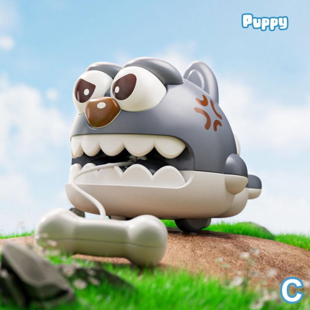 Pull String Toy Car Cartoon Elephant Puppy Scooter Decompression Children'S Educational Creative Toy