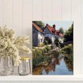 thumbnail image 2 of English Cottage Lakeside Oil Painting Canvas Print, Living Room Bedroom Kitchen Bathroom Decor, 2 of 8