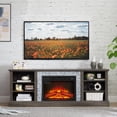 thumbnail image 3 of Gray TV Stand with Fireplace, 58" Electric Fireplace Heater TV Stand for 65" TVs, Wood Fake Fireplace Heater, Electric Fireplace Entertainment Center, 3 of 12