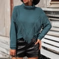 thumbnail image 2 of ShomPort Fall Sweater for Women Casual Long Sleeve Turtleneck Sweaters Fringe Front Pullover, 2 of 8