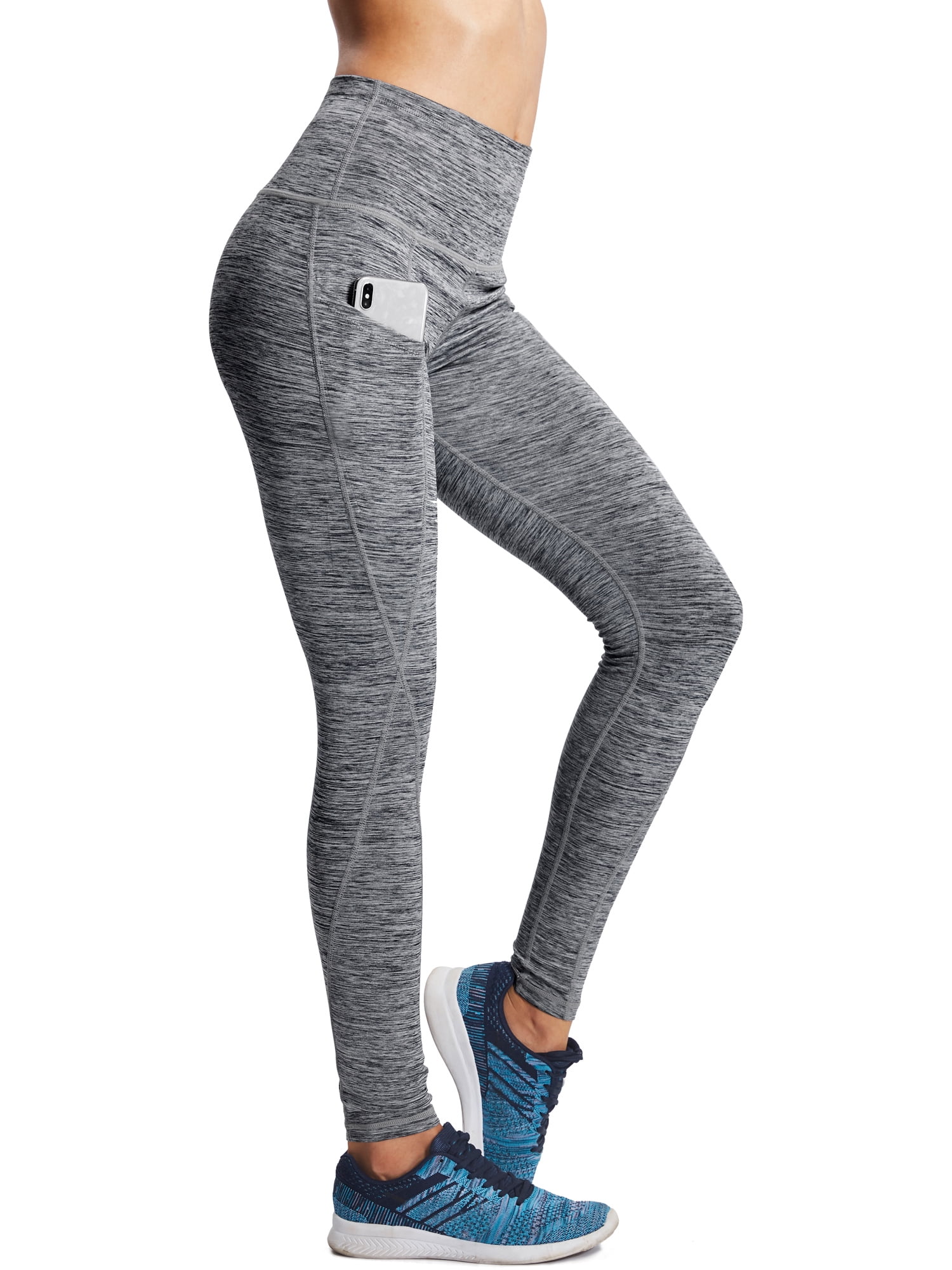 NELEUS Womens Yoga Running Leggings with Pocket Tummy Control High  Waist,Black+Gray+NavyBlue,US Size S 