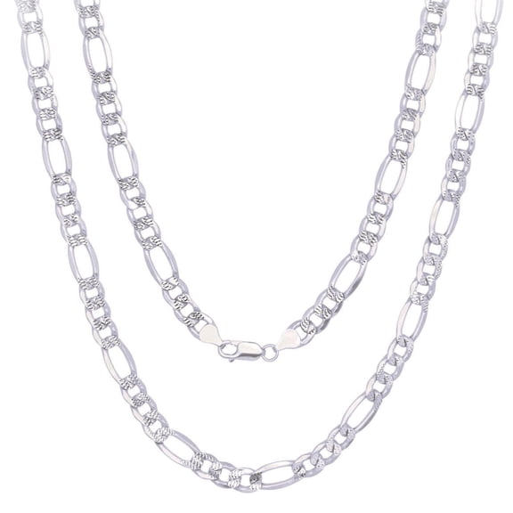 Cadenas Para Hombre Mujer Plata 925 de Ley Esterlina Eslabon Figaro Italiana Corte De Diamante